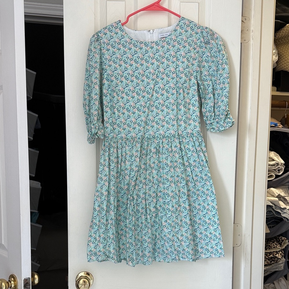 English Factory Women’s Dress in Light Blue and White